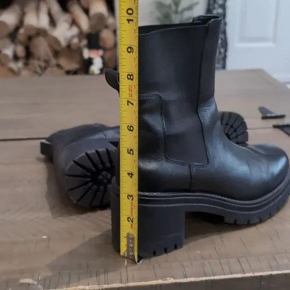 Boden Black Leather Heeled Chelsea Boots Chunky Block Heel Sz 41 - Picture 10 of 14